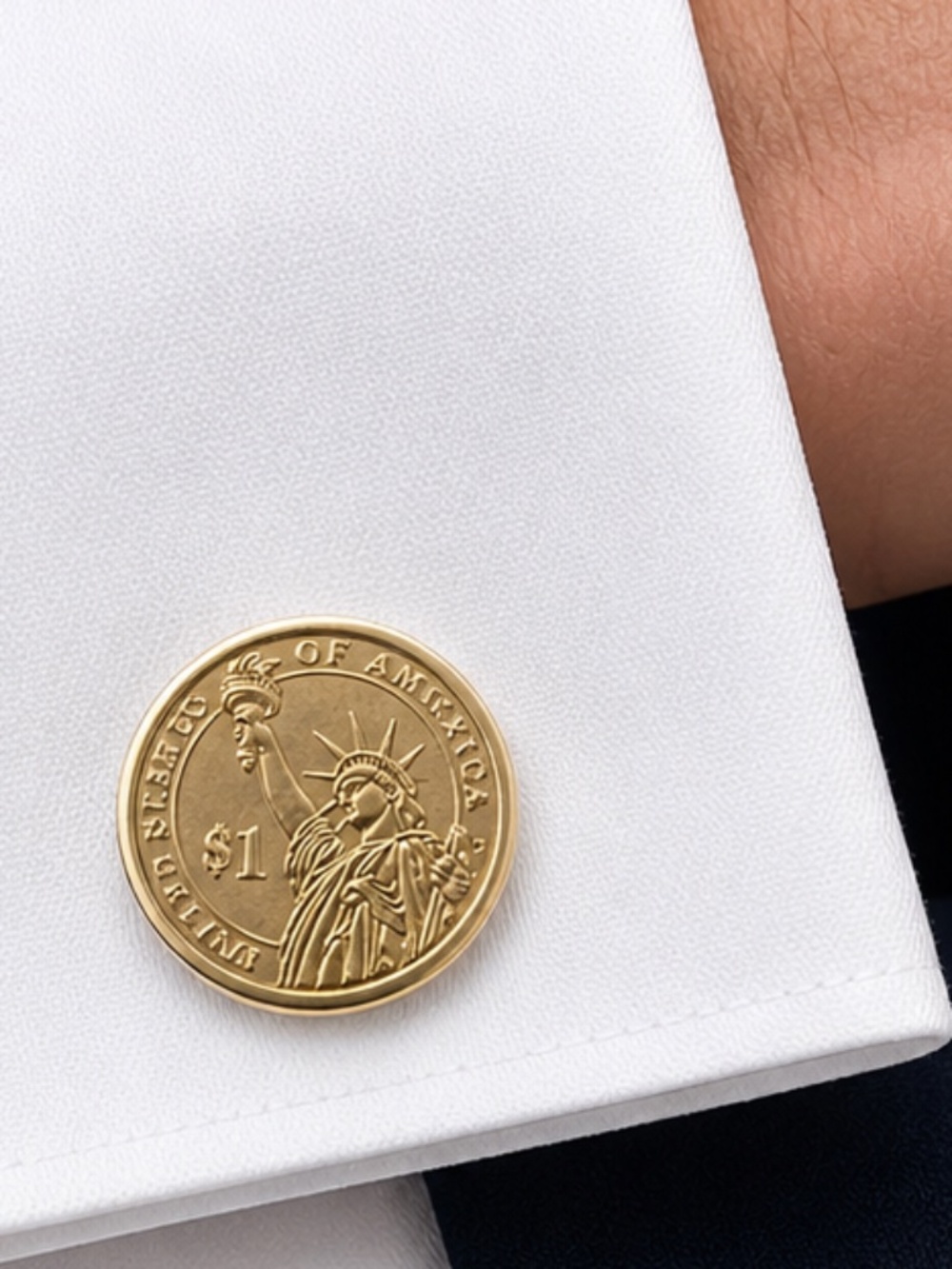 Custom U.S. Statue of Liberty $1 Coin Cufflinks | America 250th Anniversary 1776